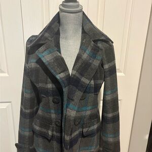 Plaid Women's Jacket - Gray and Blue